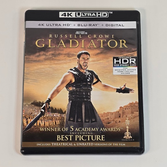Gladiator 4K Ultra HD Blu-ray + Digital Russell Crowe Academy Award Winner - Picture 1 of 8